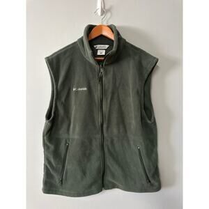Columbia Men’s Large Fleece Vest Green Full Zip Outdoor Hiking Camping